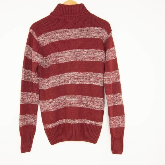 Eddie Bauer Turtleneck Striped cotton blend Sweater, Burgundy M - Picture 4 of 10